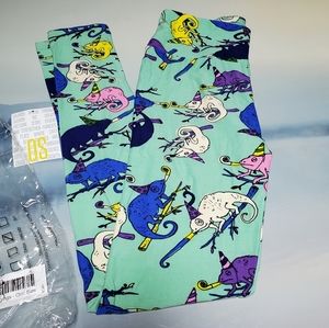 LuLaRoe | OS Leggings One Size Birthday Party Iguana Lizard NEW